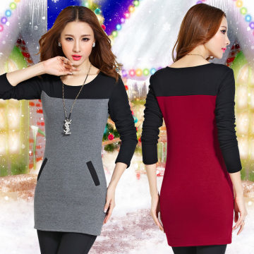 2015秋冬必備 加絨加厚大碼修身長袖打底衫T恤，深圳市龍玉藏衣閣服飾批發(fā)商行推薦